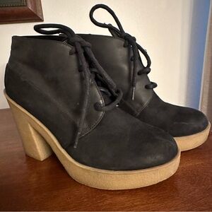 Topshop black suede like platform rubber heel boots size euro 38 US 7.5